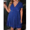 imageFloerns Womens Plus Size Glitter Wrap V Neck Short Sleeve Party A Line DressRoyal Blue
