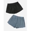 imageFloerns Womens Plus Size Solid Pajama Shorts 2 Pack Soft Lounge Sleep ShortsBlack Blue