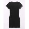 imageFloerns Womens Short Sleeve V Neck Striped Trim Rib Knit Bodycon T Shirt Mini DressBlack