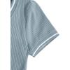 imageFloerns Womens Short Sleeve V Neck Striped Trim Rib Knit Bodycon T Shirt Mini DressBlue