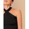 imageFloerns Womens Solid Criss Cross Halter Top Sleeveless Tee ShirtA Black