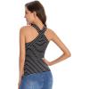 imageFloerns Womens Solid Criss Cross Halter Top Sleeveless Tee ShirtBlack Stripe