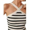 imageFloerns Womens Solid Criss Cross Halter Top Sleeveless Tee ShirtBlack and White