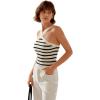 imageFloerns Womens Solid Criss Cross Halter Top Sleeveless Tee ShirtBlack and White
