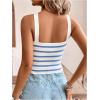 imageFloerns Womens Solid Criss Cross Halter Top Sleeveless Tee ShirtBlue and White
