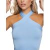 imageFloerns Womens Solid Criss Cross Halter Top Sleeveless Tee ShirtBonnie Blue