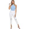 imageFloerns Womens Solid Criss Cross Halter Top Sleeveless Tee ShirtBonnie Blue