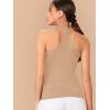 imageFloerns Womens Solid Criss Cross Halter Top Sleeveless Tee ShirtBrown Solid