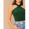 imageFloerns Womens Solid Criss Cross Halter Top Sleeveless Tee ShirtDark Green