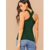 imageFloerns Womens Solid Criss Cross Halter Top Sleeveless Tee ShirtDark Green