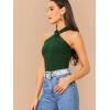 imageFloerns Womens Solid Criss Cross Halter Top Sleeveless Tee ShirtDark Green
