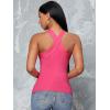 imageFloerns Womens Solid Criss Cross Halter Top Sleeveless Tee ShirtHot Pink
