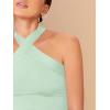 imageFloerns Womens Solid Criss Cross Halter Top Sleeveless Tee ShirtLight Green
