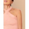 imageFloerns Womens Solid Criss Cross Halter Top Sleeveless Tee ShirtLight Pink
