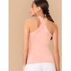 imageFloerns Womens Solid Criss Cross Halter Top Sleeveless Tee ShirtLight Pink