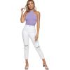 imageFloerns Womens Solid Criss Cross Halter Top Sleeveless Tee ShirtLilac Purple