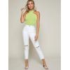 imageFloerns Womens Solid Criss Cross Halter Top Sleeveless Tee ShirtLime Green