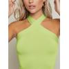 imageFloerns Womens Solid Criss Cross Halter Top Sleeveless Tee ShirtLime Green