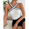 imageFloerns Womens Solid Criss Cross Halter Top Sleeveless Tee ShirtWhite Cream