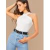 imageFloerns Womens Solid Criss Cross Halter Top Sleeveless Tee ShirtWhite Solid