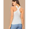 imageFloerns Womens Solid Criss Cross Halter Top Sleeveless Tee ShirtWhite Solid