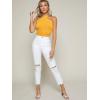 imageFloerns Womens Solid Criss Cross Halter Top Sleeveless Tee ShirtYellow Solid
