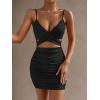 imageFloerns Womens Twist Front Ruched Sleeveless Bodycon Mini DressBlack Pure