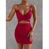 imageFloerns Womens Twist Front Ruched Sleeveless Bodycon Mini DressBurgundy Plain