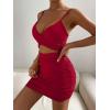 imageFloerns Womens Twist Front Ruched Sleeveless Bodycon Mini DressBurgundy Plain