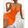 imageFloerns Womens Twist Front Ruched Sleeveless Bodycon Mini DressBurnt Orange Pure