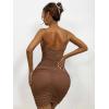 imageFloerns Womens Twist Front Ruched Sleeveless Bodycon Mini DressCocoa Brown
