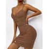 imageFloerns Womens Twist Front Ruched Sleeveless Bodycon Mini DressCocoa Brown