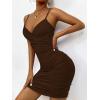 imageFloerns Womens Twist Front Ruched Sleeveless Bodycon Mini DressCoffee Brown
