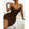 imageFloerns Womens Twist Front Ruched Sleeveless Bodycon Mini DressCoffee Brown