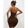 imageFloerns Womens Twist Front Ruched Sleeveless Bodycon Mini DressCoffee Brown