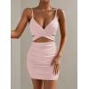 imageFloerns Womens Twist Front Ruched Sleeveless Bodycon Mini DressPastel Pink