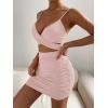 imageFloerns Womens Twist Front Ruched Sleeveless Bodycon Mini DressPastel Pink