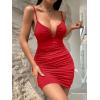 imageFloerns Womens Twist Front Ruched Sleeveless Bodycon Mini DressRed Pure