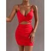 imageFloerns Womens Twist Front Ruched Sleeveless Bodycon Mini DressRed Solid