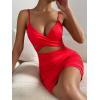 imageFloerns Womens Twist Front Ruched Sleeveless Bodycon Mini DressRed Solid
