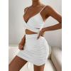 imageFloerns Womens Twist Front Ruched Sleeveless Bodycon Mini DressWhite