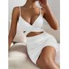 imageFloerns Womens Twist Front Ruched Sleeveless Bodycon Mini DressWhite