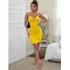 imageFloerns Womens Twist Front Ruched Sleeveless Bodycon Mini DressYellow