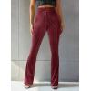 imageFloerns Womens Velvet Elastic Waist Flare Leg Palazzo Long Pants TrousersBurgundy