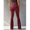 imageFloerns Womens Velvet Elastic Waist Flare Leg Palazzo Long Pants TrousersBurgundy