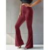 imageFloerns Womens Velvet Elastic Waist Flare Leg Palazzo Long Pants TrousersBurgundy