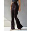 imageFloerns Womens Velvet Elastic Waist Flare Leg Palazzo Long Pants TrousersChocolate Brown