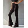 imageFloerns Womens Velvet Elastic Waist Flare Leg Palazzo Long Pants TrousersChocolate Brown