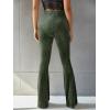 imageFloerns Womens Velvet Elastic Waist Flare Leg Palazzo Long Pants TrousersDark Green