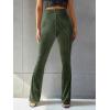 imageFloerns Womens Velvet Elastic Waist Flare Leg Palazzo Long Pants TrousersDark Green
